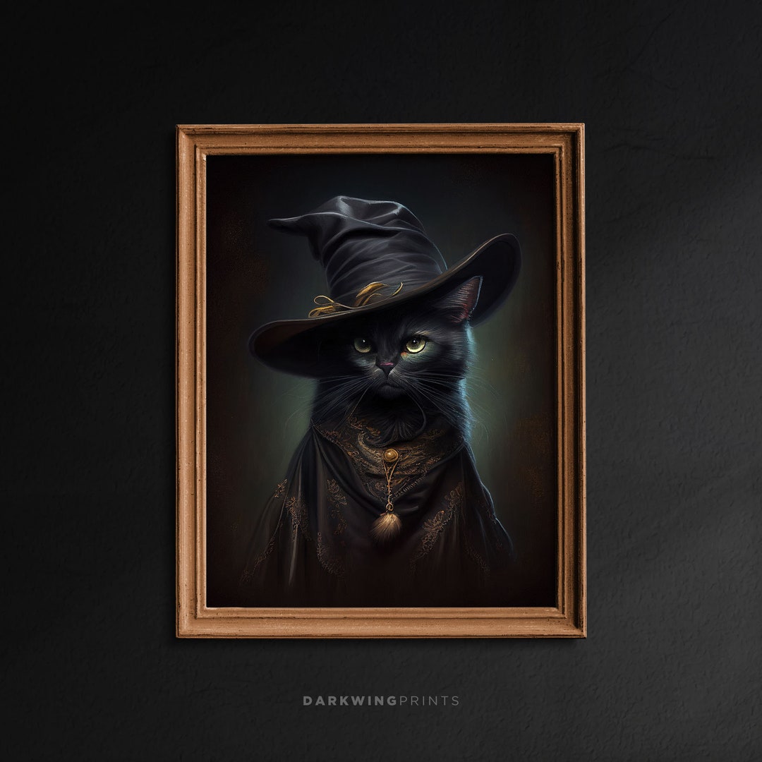 Black Cat Witch, Dark Academia Prints, Vintage Poster, Art Poster Print ...