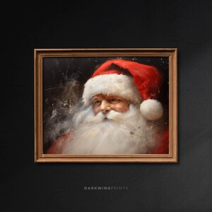 Santa Claus Portrait, Vintage Christmas Wall Art, Printable Christmas Santa, Rustic Winter Art Seasonal Holiday Decor, Christmas Decor -G428