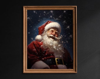 Santa Portrait, druckbare Weihnachtsmann, Vintage Weihnachten Wandkunst, saisonale Feiertagsdekoration, rustikale Winterweihnachtskunst Dekor - G394