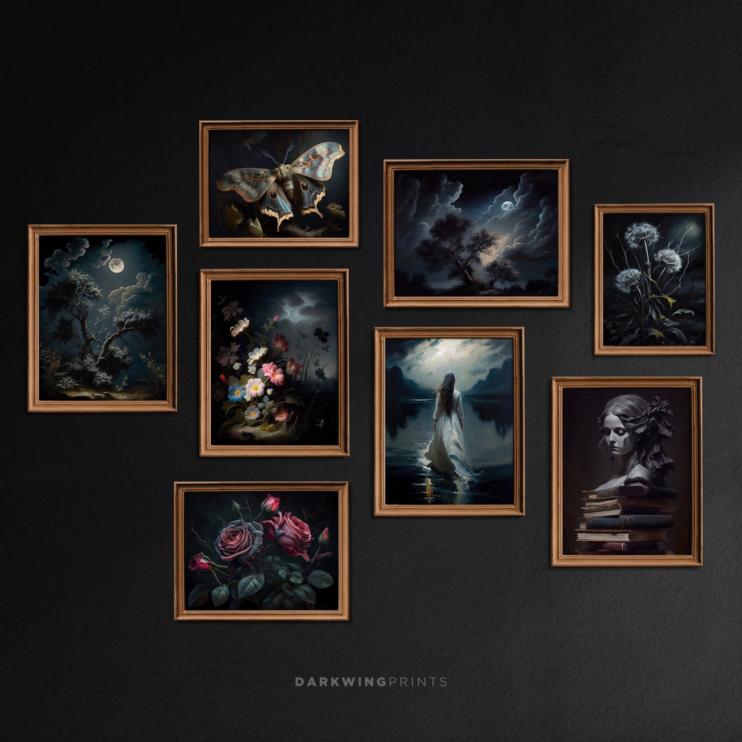 Dark Academia Prints, Set of 8 Wall Art Decor, Vintage Gallery Wall Set ...