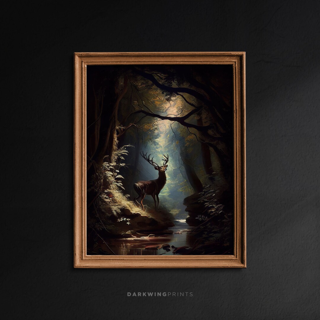 Woodland Deer Wall Art Print, Cottagecore Decor, Vintage Deer Wall Art ...