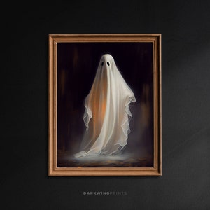 Abstract Ghost Oil Painting, Halloween Home Decor, Ghost Painting PRINTABLE Art Print, Vintage Aesthetic, Dark Academia, Gothic Art - G316
