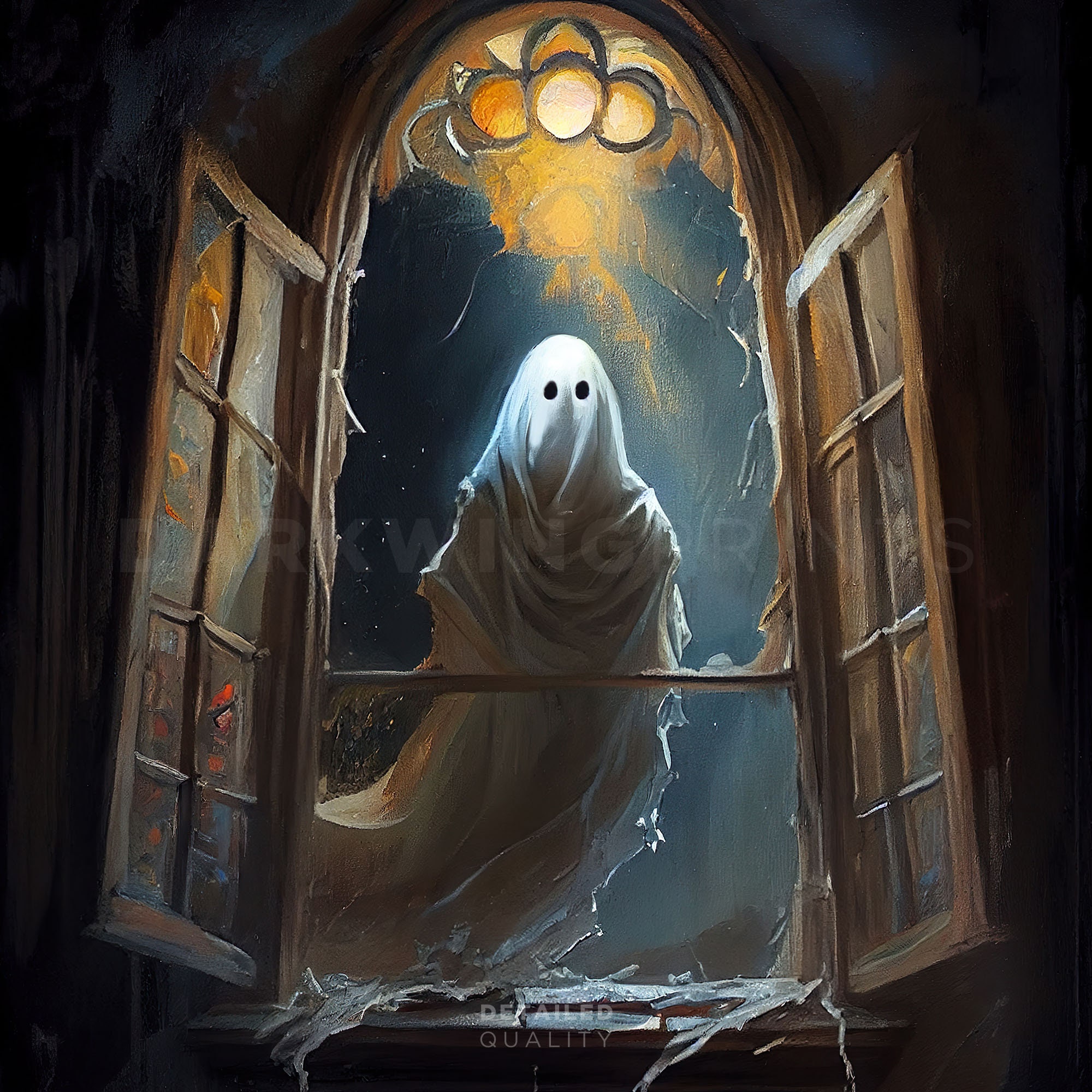 Ghost in the Window Dark Academia Art Poster Print Spooky - Etsy