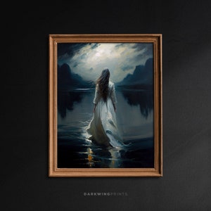 Into The Lake, Dark Cottagecore, Dark Academia Print, Moody Victorian Wall Art, Dark Decor Aesthetic, Gothic Prints Digital Download / G67