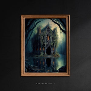 Moody Landscape Painting Printable | Dark Academia Decor | Vintage Gothic Art Print, Dark Landscape Oil Painting Print, Moody Wall Art / G92