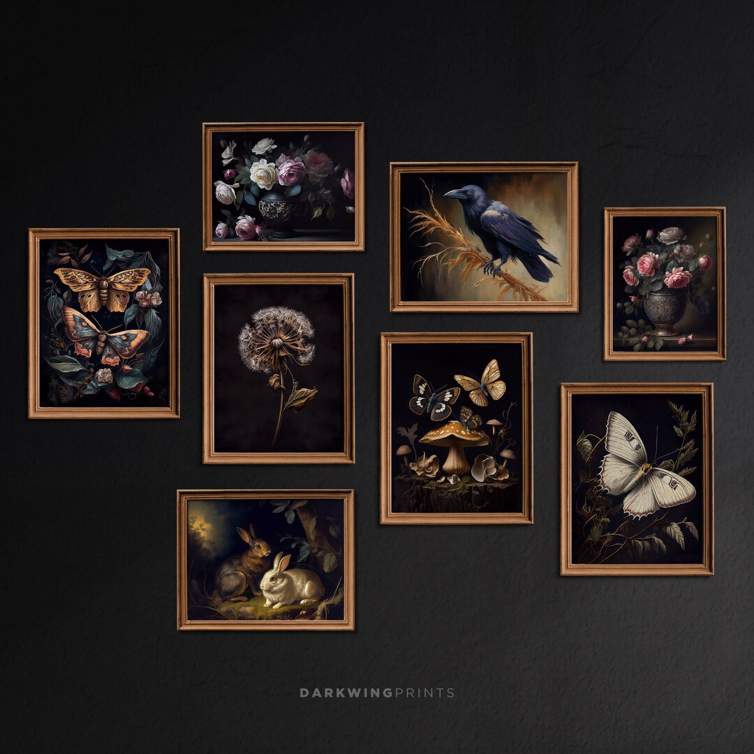 Set of 8 Dark Cottagecore Art Prints Dark Academia Decor - Etsy
