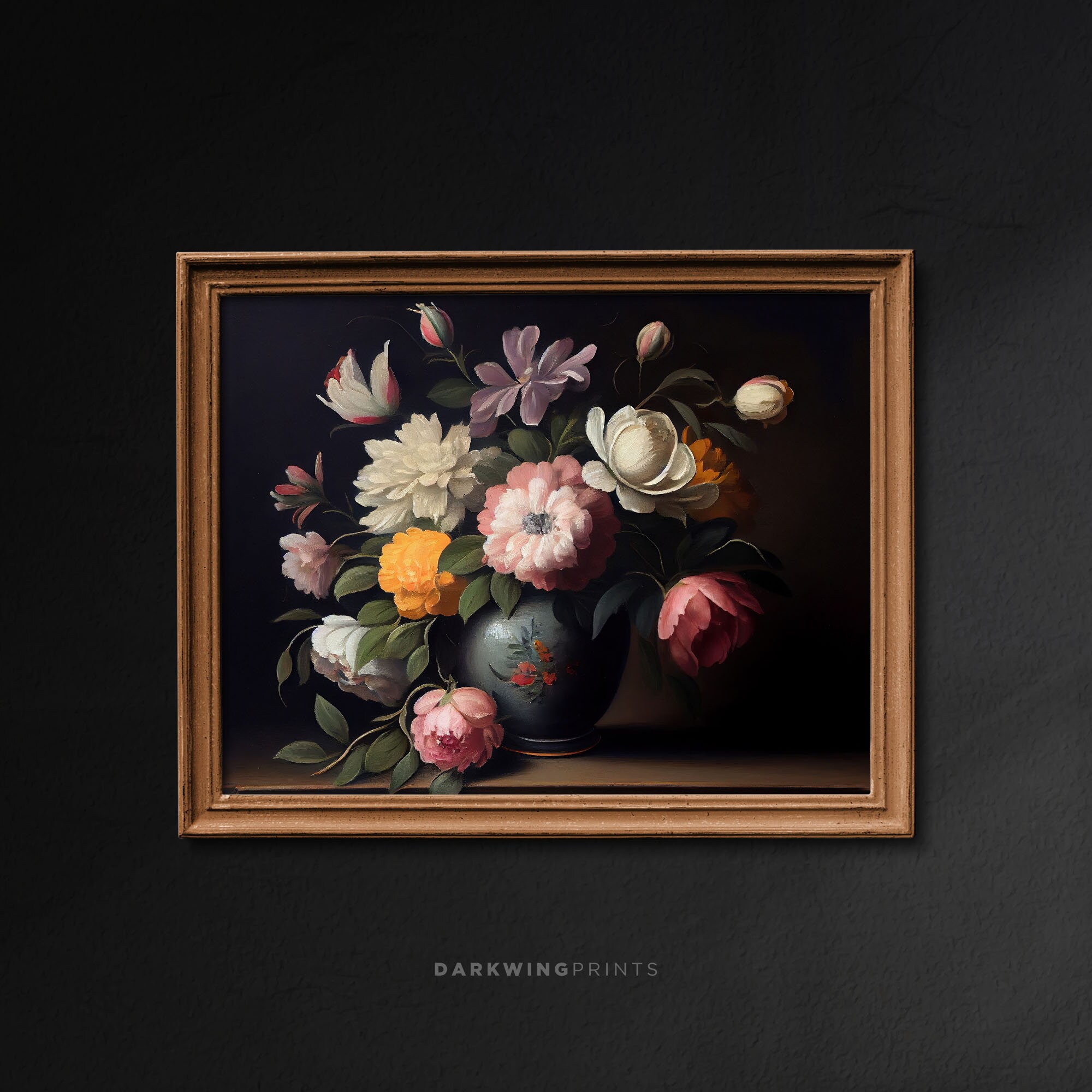 Moody Floral Wall Art Dark Flower Painting Printable Art - Etsy