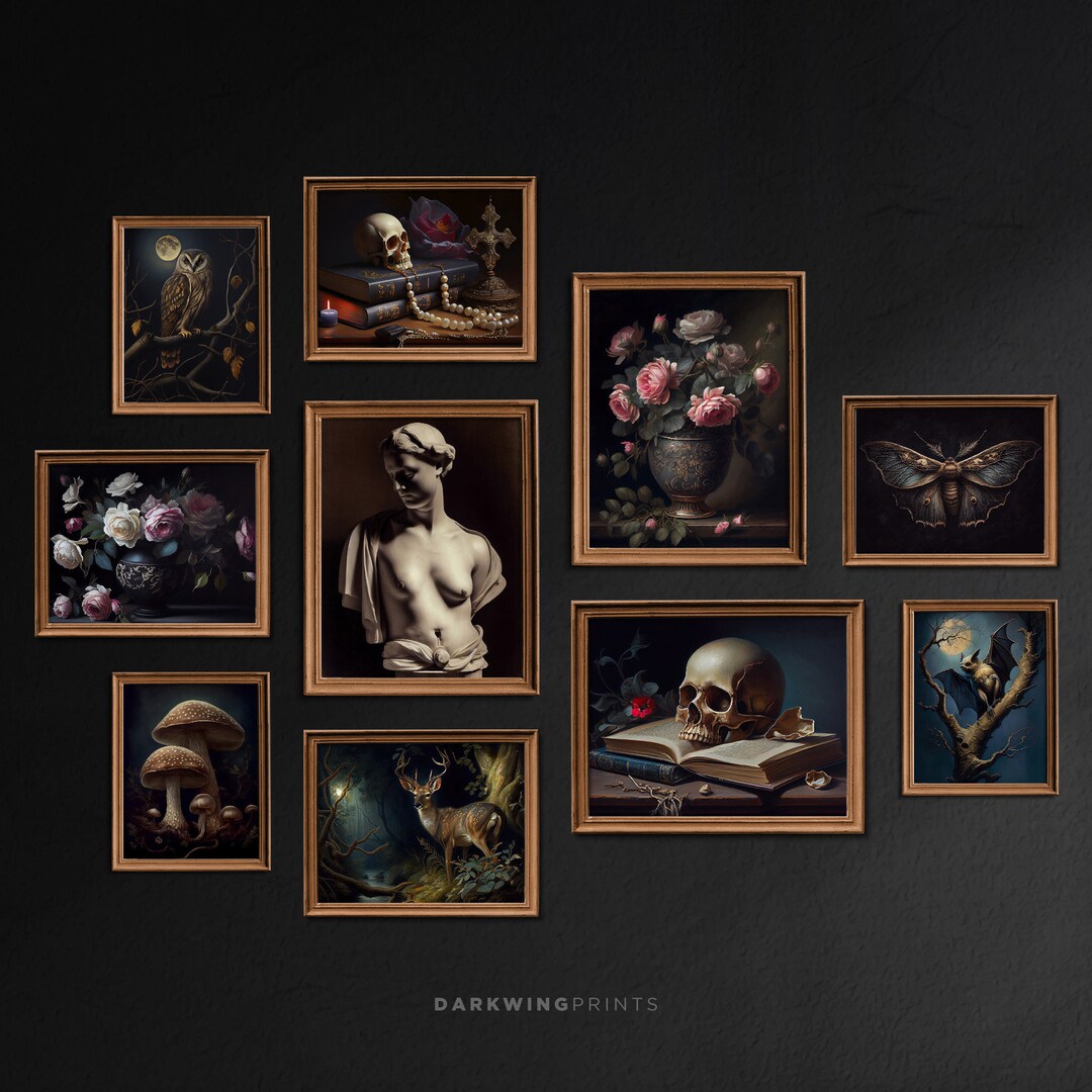 Set of 10 Dark Academia Gallery Wall Set, Vintage Printables, Aesthetic ...