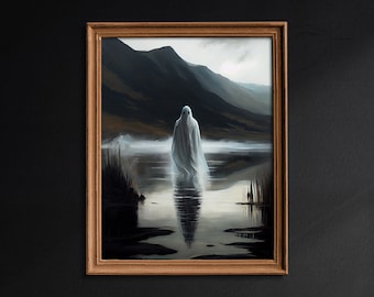 Ghost in the Lake, Dark Academia Print, Moody Gothic Victorian Wall Art, Dark Decor Aesthetic, Spooky Decor, Vintage Art Poster Print - G128