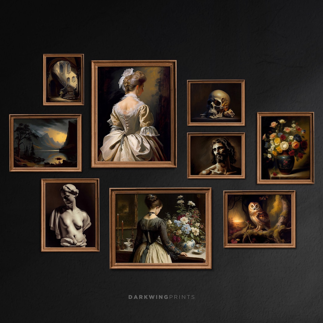 Dark Academia Gallery Wall Print Set, Moody Gallery Wall Set, Vintage ...