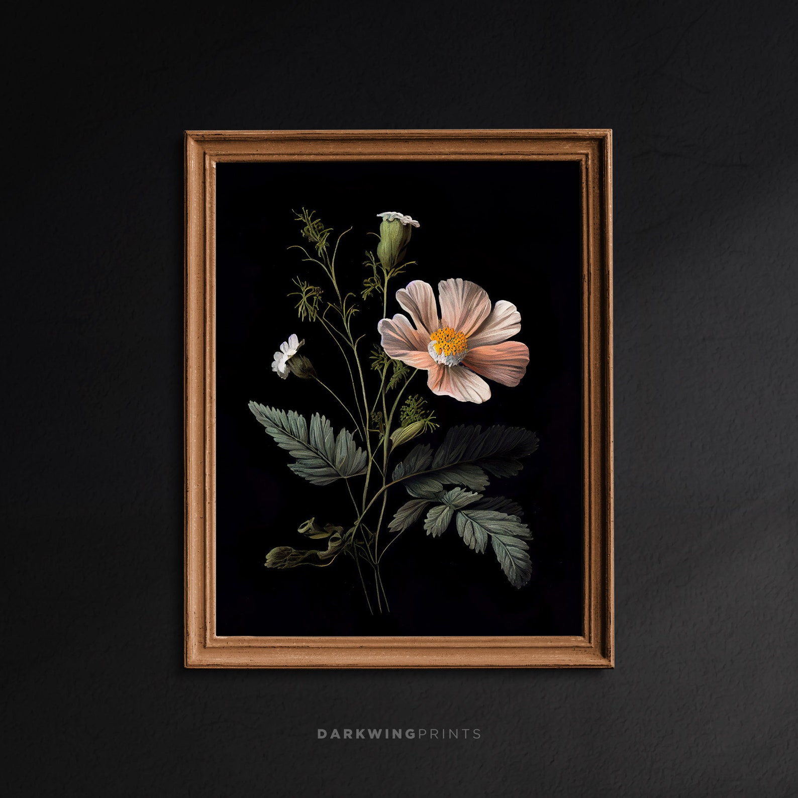 Dark Botanical Gallery Wall Art, 3 Piece Wall Art, Moody Floral Print ...