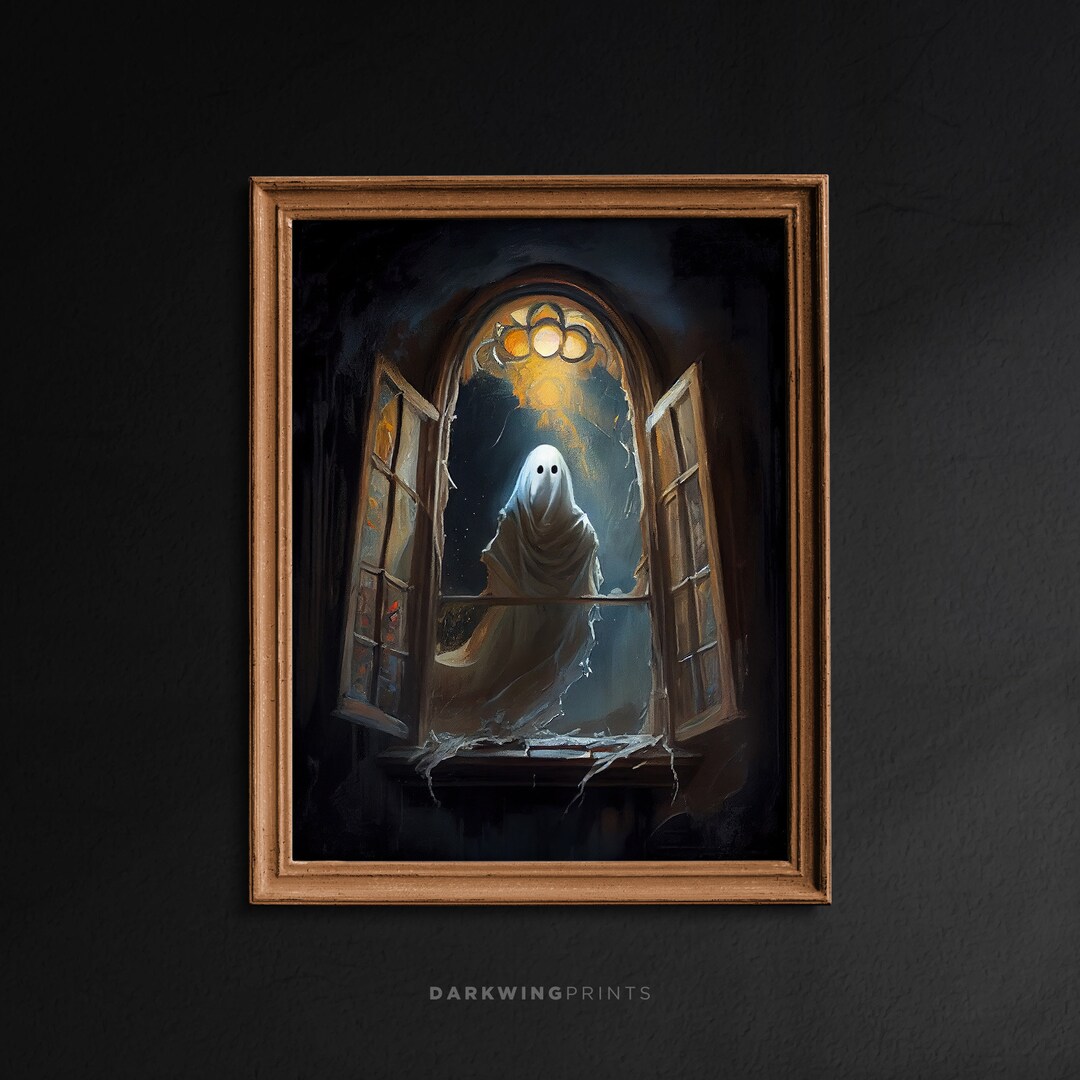 Ghost in the Window Dark Academia Art Poster Print Spooky - Etsy