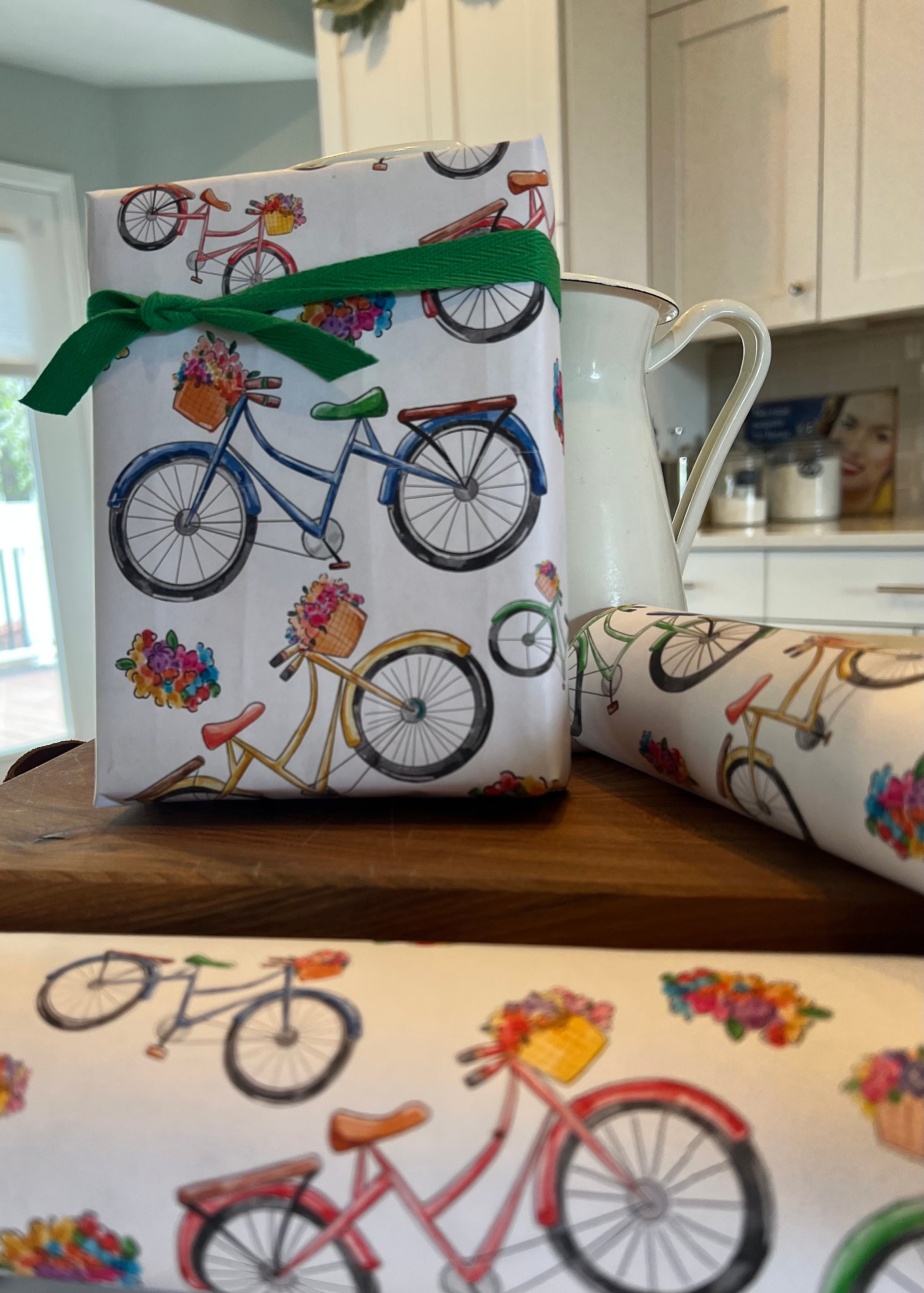 Bicycle Wrapping Paper, Bike Wrapping Paper, Colorful Bike Wrapping