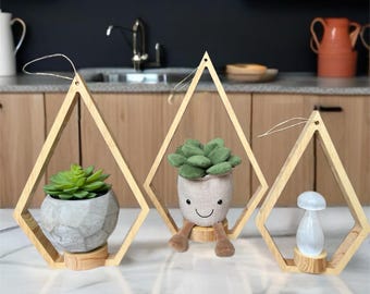 Boho Geometric Hanging Planters Set | Indoor Plant Hangers | Succulent Air Plant Herb Garden Decor | Housewarming Gift | Minimalist Boho