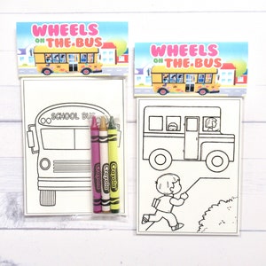 The wheels on the Bus mini coloring pages and crayons - 1 bag (1 child) - The wheels on the bus party favors