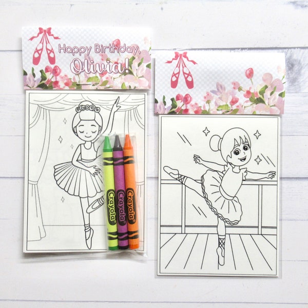 Ballerina coloring pages and crayons - 1 bag (1 child) - Ballerina party favors - Ballerina party theme - Ballet