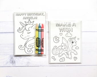 Unicorn coloring pages and crayons - 1 bag (1 child) - Unicorn party favors - Unicorn themed party - Magical Birthday party
