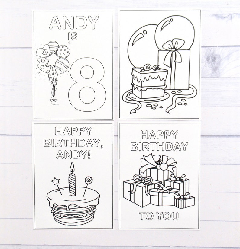 Personalized Happy Birthday Coloring Pages and Crayons 1 Bag - Etsy