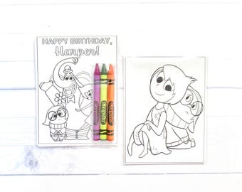 Inspired Inside Out mini coloring pages and crayons - 1 bag (1 child) - Inside Out party favors - Inside Out themed Party
