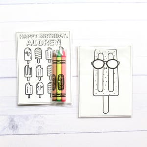 Two Cool Popsicle mini coloring pages and crayons - 1 bag (1 child) - Cool Popsicle party favors - Summer party favors -  Cool One Popsicle