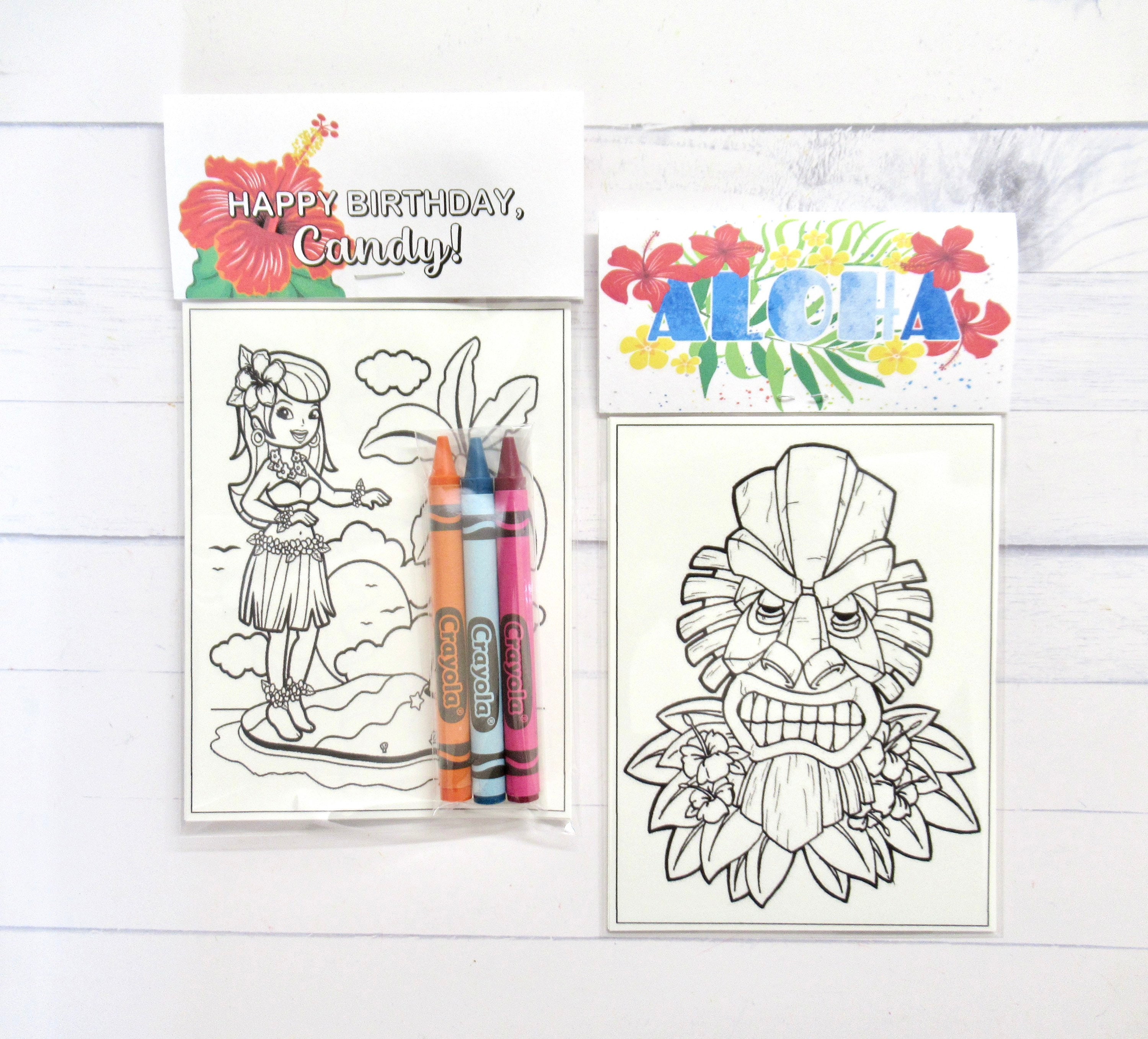 Tropical Luau Mini Coloring Pages and Crayons 1 Bag 1 - Etsy