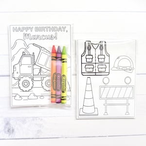 Dump truck coloring pages and crayons - 1 bag (1 child) -Dump truck party favors - Dump truck themed party - Dump truck Birthday party