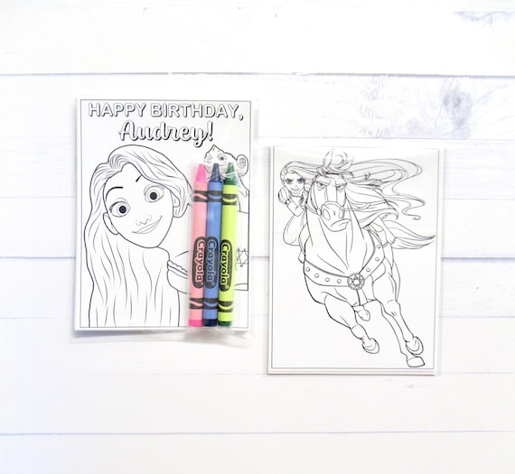 Inspired Tangled mini coloring pages and crayons - 1 bag (1 child) - Tangled party favors - Tangled themed Party