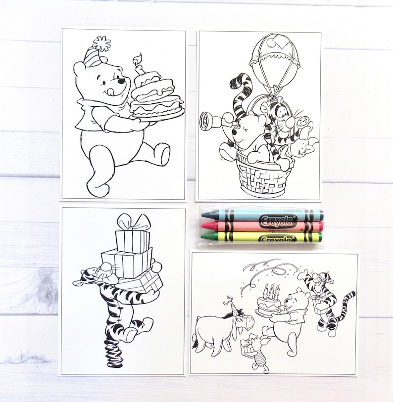 Inspired Winnie the Pooh Mini Coloring Pages and Crayons 1 - Etsy
