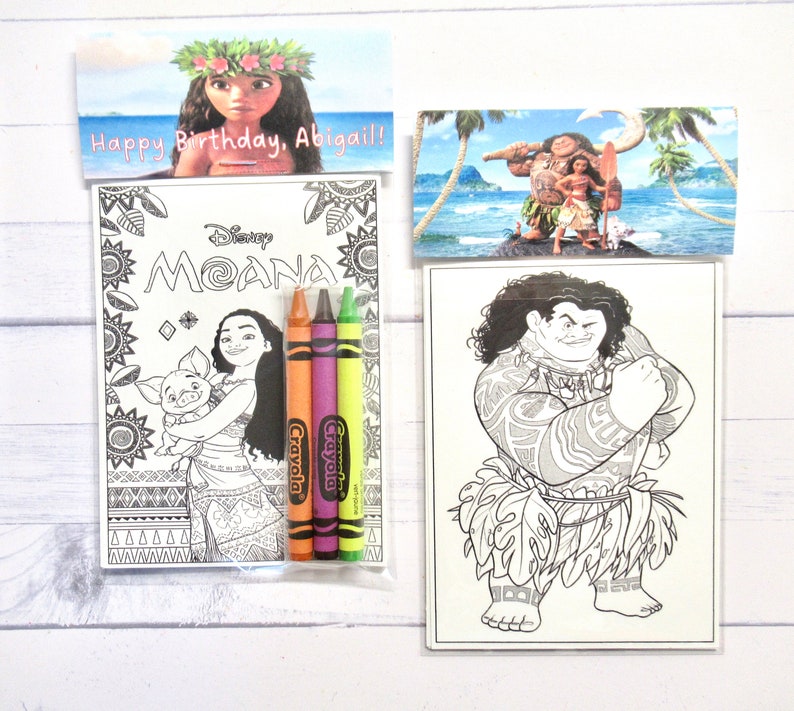 Inspired Moana Mini Coloring Pages and Crayons 1 Bag 1 - Etsy