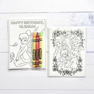 Inspired Thinkerbell coloring pages and crayons - 1 bag (1 child) - Fairy party favors - Fairy First Party Favors - Fairy themed party