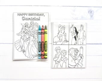 Inspired Princess coloring pages and crayons - 1 bag (1 child) -Princess party favors - Princess themed party - Princess Birthday party