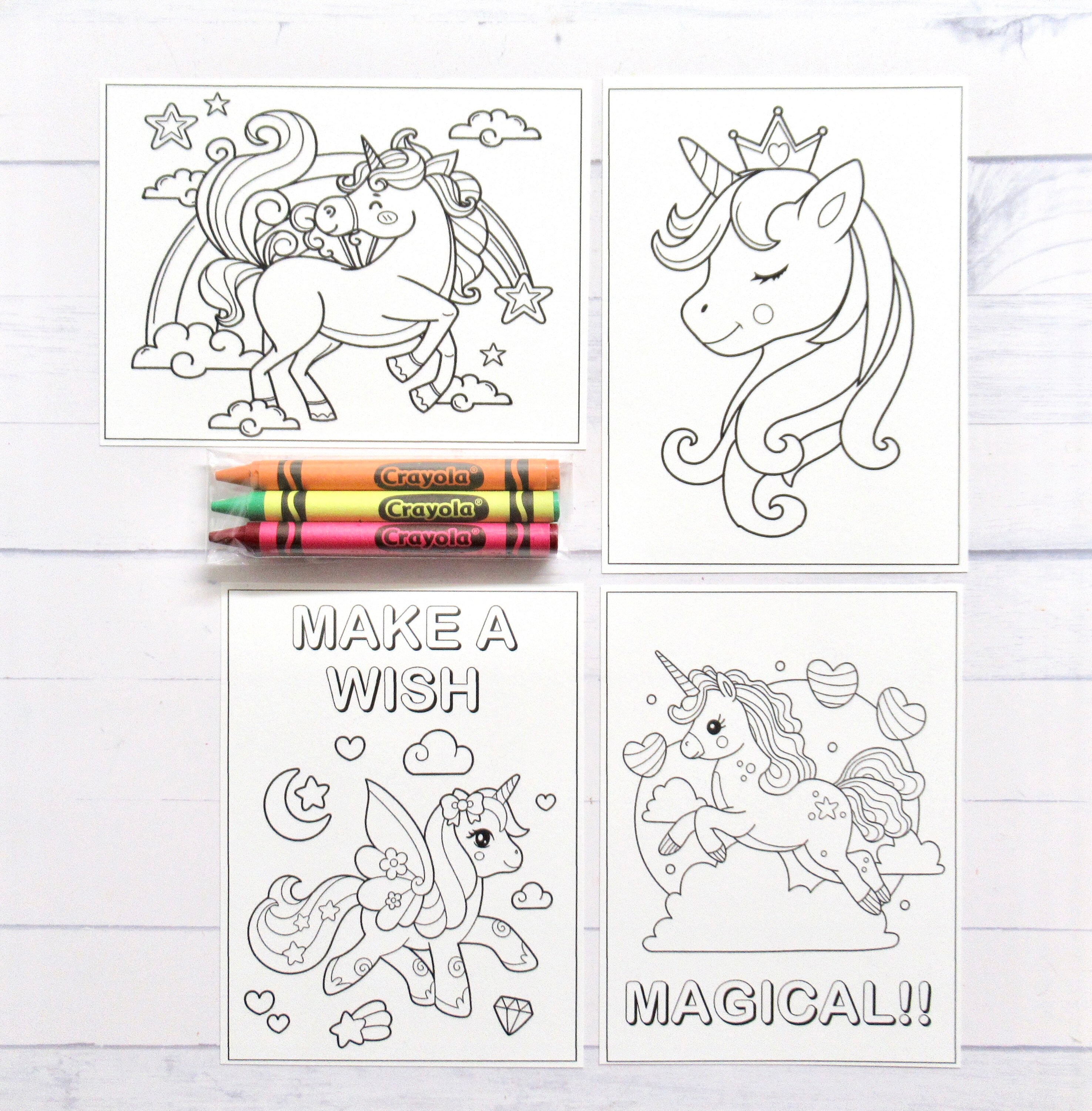 Unicorn Coloring Pages and Crayons - 1 Bag (1 Child) - Unicorn Party ...