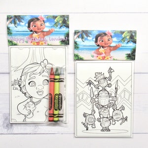 Inspired Moana Mini Coloring Pages and Crayons 1 Bag 1 Child Moana