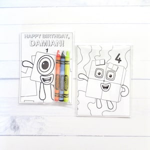Inspired Numberblocks mini coloring pages and crayons - 1 bag (1 child) - Numberblocks party favors