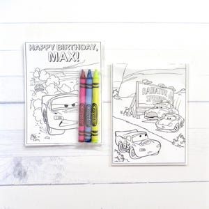 Inspired Cars Lightning McQueen mini coloring pages and crayons - 1 bag (1 child) - Race Cars party favors - Lightning McQueen themed Party