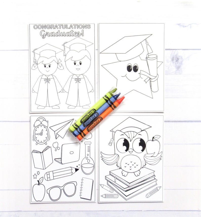 Kids Graduation Mini Coloring Pages and Crayons - 1 Bag (1 Child ...