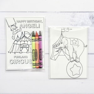 Circus coloring pages and crayons - 1 bag (1 child) - Circus  party favors - Circus themed Birthday party - Carnival party favors