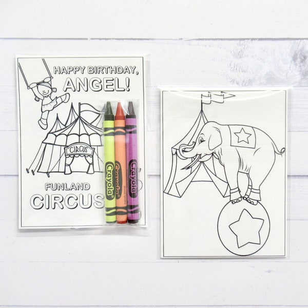 Circus coloring pages and crayons - 1 bag (1 child) - Circus  party favors - Circus themed Birthday party - Carnival party favors