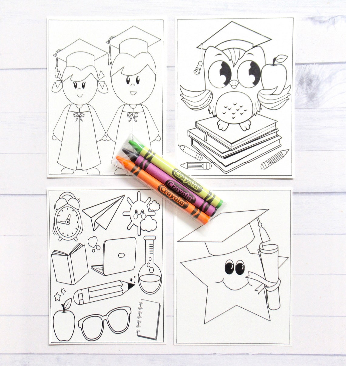 Kids Graduation Mini Coloring Pages and Crayons - 1 Bag (1 Child ...