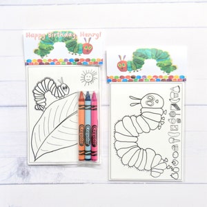 Inspired Caterpillar mini coloring pages and crayons - 1 bag (1 child) - Caterpillar party favors