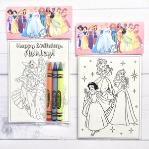 Inspired Princess coloring pages and crayons - 1 bag (1 child) -Princess party favors - Princess themed party - Princess Birthday party