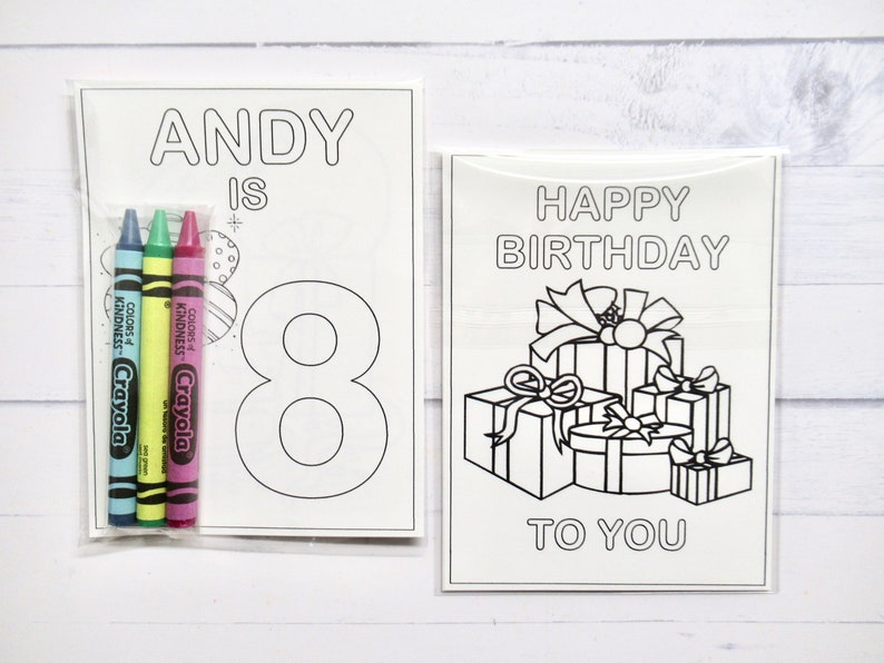 Personalized Happy Birthday Coloring Pages and Crayons 1 Bag - Etsy