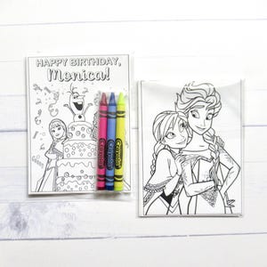 Inspired Frozen mini coloring pages and crayons - 1 bag (1 child) - Frozen party favors - Frozen themed Party - Anna and Elsa