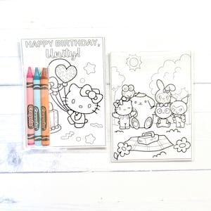 Inspired Kitty Girl mini coloring pages and crayons - 1 bag (1 child) - Kitty Girl party favors