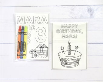 Personalized Happy Birthday coloring pages and crayons - 1 bag (1 child) - Kid Birthday party favors