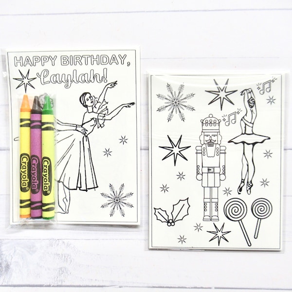 Nutcracker Ballet coloring pages and crayons - 1 bag (1 child) - Ballerina party favors - Christmas Ballerina themed Bithday