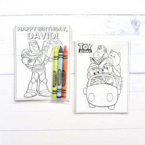 Inspired Toy Story mini coloring pages and crayons - 1 bag (1 child) - Toy Story party favors - Toy Story themed Party
