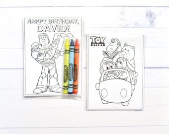 Inspired Toy Story mini coloring pages and crayons - 1 bag (1 child) - Toy Story party favors - Toy Story themed Party