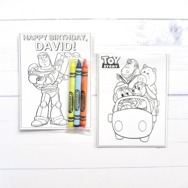 Inspired Toy Story mini coloring pages and crayons - 1 bag (1 child) - Toy Story party favors - Toy Story themed Party