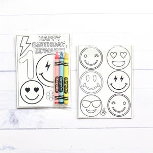 One/Two Happy Dude coloring pages and crayons - 1 bag (1 child) - Smiley party favors - One Smiley Boy themed party - Two Happy Dude.
